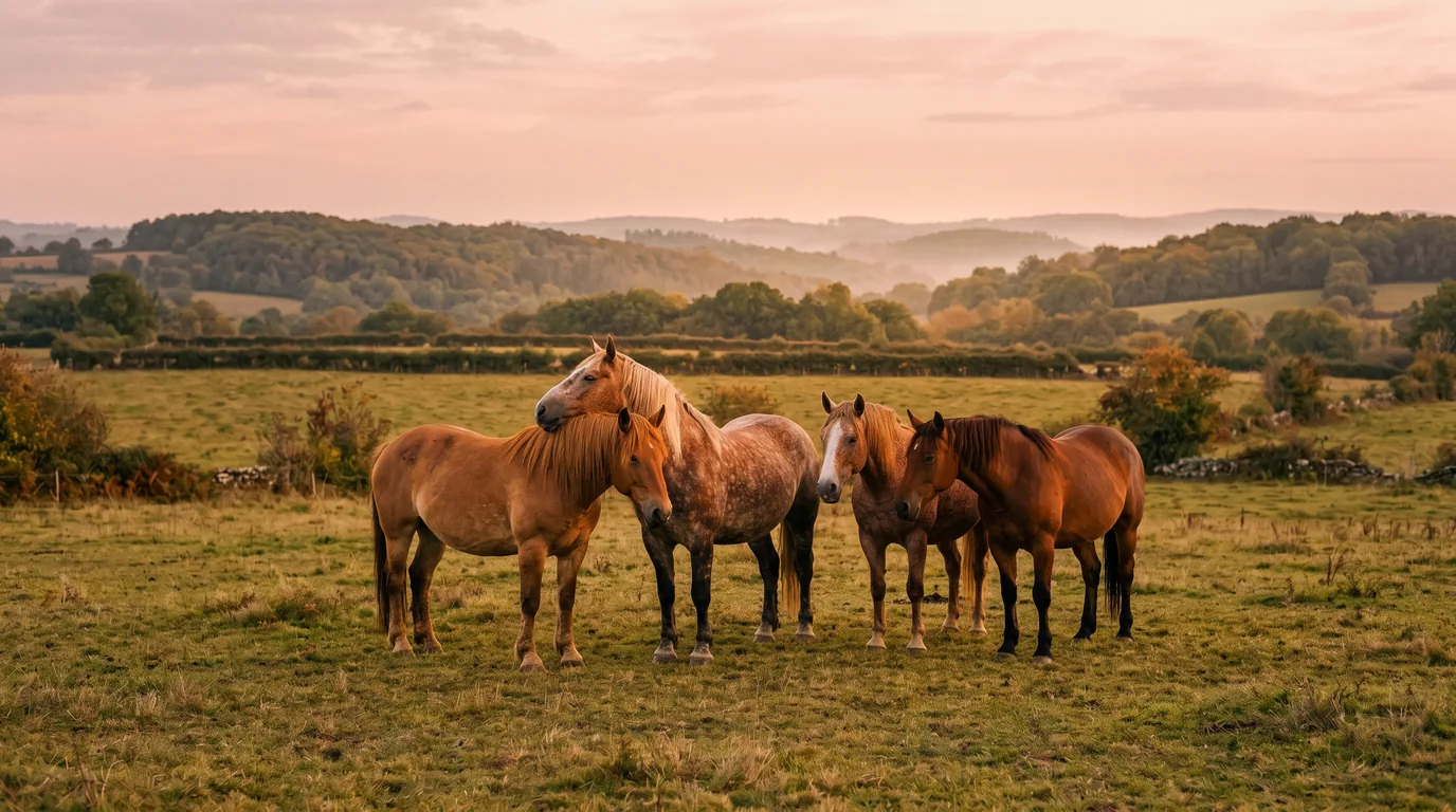 Les chevaux du Les Écuries MD en liberté, Dordogne